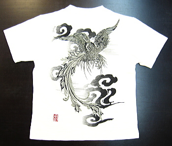 和柄半袖Tシャツ 鳳凰刺繍